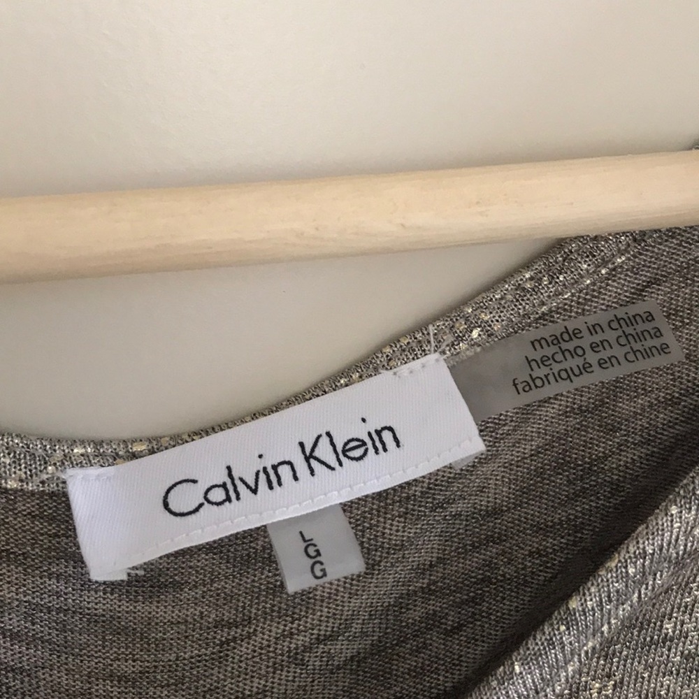 Calvin Klein Silver Metallic Short Sleeve Tee - Picture 2 of 4